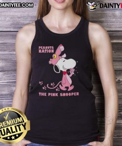 Adorable Cute Snoopy Peanuts Nation pink tank top featuring Snoopy design, perfect for fans of the beloved cartoon.