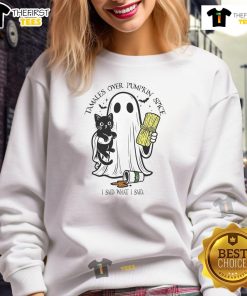 Alt Text: Cute tamales on a pumpkin spice sweatshirt, perfect for Halloween, featuring a retro design and fun slogan.