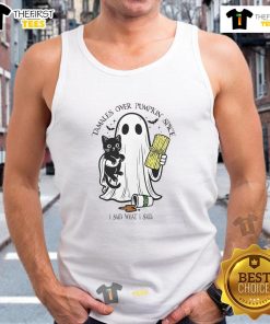 Cute tamales on a pumpkin spice tank top featuring 'I said what I said' - perfect Halloween retro style.