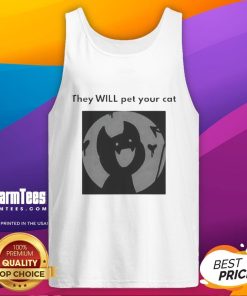 Adorable 'Cute They Will Pet Your Cat' tank top featuring a playful cat design, perfect for cat lovers and casual wear.