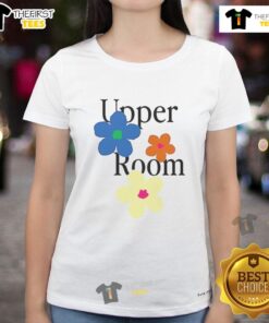 Cute Upperroom Flower Ladies Tee featuring a vibrant floral design on a stylish womens t-shirt.