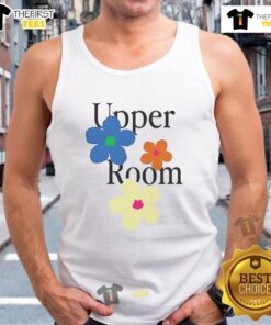 Alt Text: Cute upper room flower tank top featuring a vibrant floral design, perfect for casual summer outfits.