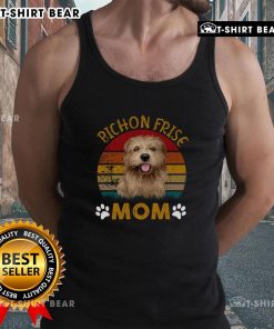 Alt Text: Cute vintage Bichon Frise mom tank top for Dog Appreciation Day, perfect gift for dog lovers.