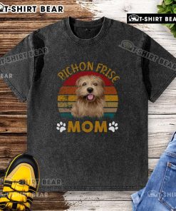 Alt Text: Cute vintage Bichon Frise mom t-shirt for Dog Appreciation Day, featuring a charming design perfect for dog lovers.