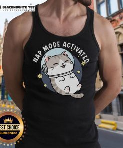 Adorable cat in nap mode, wearing a Zero Gravity Snooze tank top, showcasing ultimate cuteness and comfort.