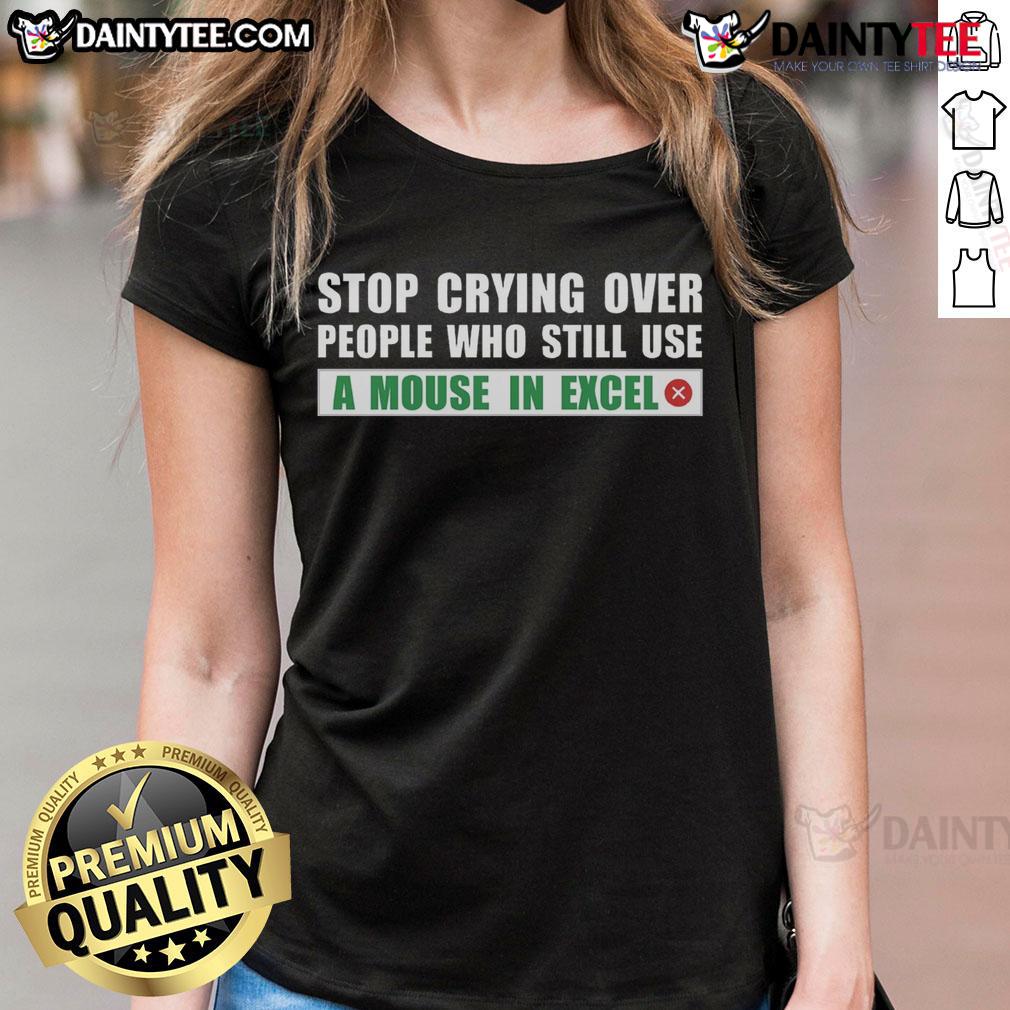 Funny A Mouse In Excel Ladies Tee Alt Text: Funny A Mouse In Excel Ladies Tee featuring a humorous graphic of a mouse and Excel logo, perfect for tech lovers.