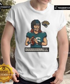 Alt Text: Funny Jacksonville Jaguars Duuuuuuvalll pixel art T-shirt featuring vibrant colors and playful design for fans.