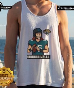Funny Jacksonville Jaguars 'Duuuuuuvalll' pixel art tank top design featuring vibrant colors and playful graphics.