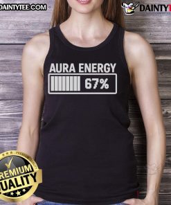 Funny Aura Energy at 67 meme on a Gen Alpha slang tank top, showcasing vibrant colors and playful design.