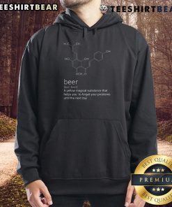 Alt Text: Funny Beer Definition hoodie featuring a yellow design with whimsical text about beer as a magical substance.