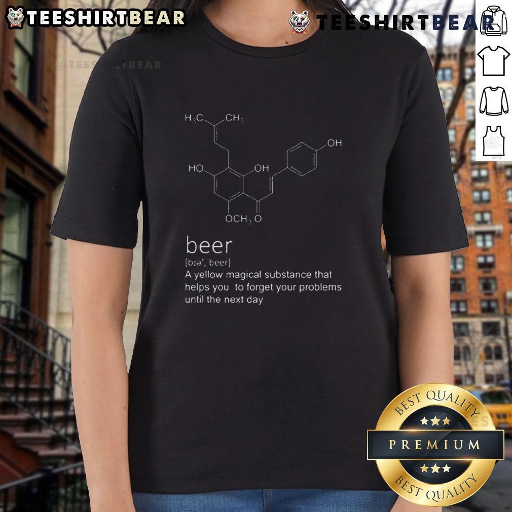 Funny Beer Definition A Yellow Magical Substance Ladies Tee Funny beer definition graphic on a yellow ladies tee, highlighting beer as a magical substance with playful typography.