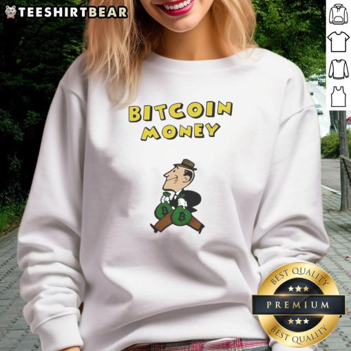 Funny Bitcoin money office vintage sweatshirt featuring a playful graphic design for crypto enthusiasts.