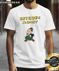 Funny Bitcoin Money Office Vintage T-Shirt featuring a humorous graphic design for cryptocurrency enthusiasts.