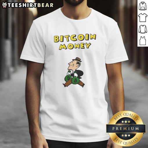Funny Bitcoin Money Office Vintage T-Shirt featuring a humorous graphic design for cryptocurrency enthusiasts.