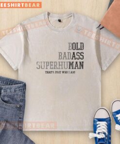 Alt Text: Funny bold badass superhuman old man wearing a washed t-shirt, showcasing his quirky style and confidence.
