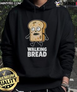 Funny bread walking bread Halloween hoodie for vegans, featuring a playful design perfect for spooky season.