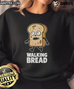 Funny Bread Walking Bread Halloween Vegan Sweatshirt featuring a quirky bread character perfect for Halloween festivities.