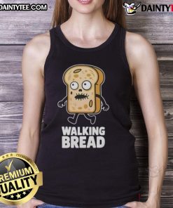 Funny bread walking Halloween vegan tank top featuring a playful bread character, perfect for festive celebrations.