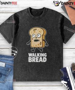 Funny Bread Walking Halloween vegan t-shirt featuring a playful bread character perfect for festive celebrations.
