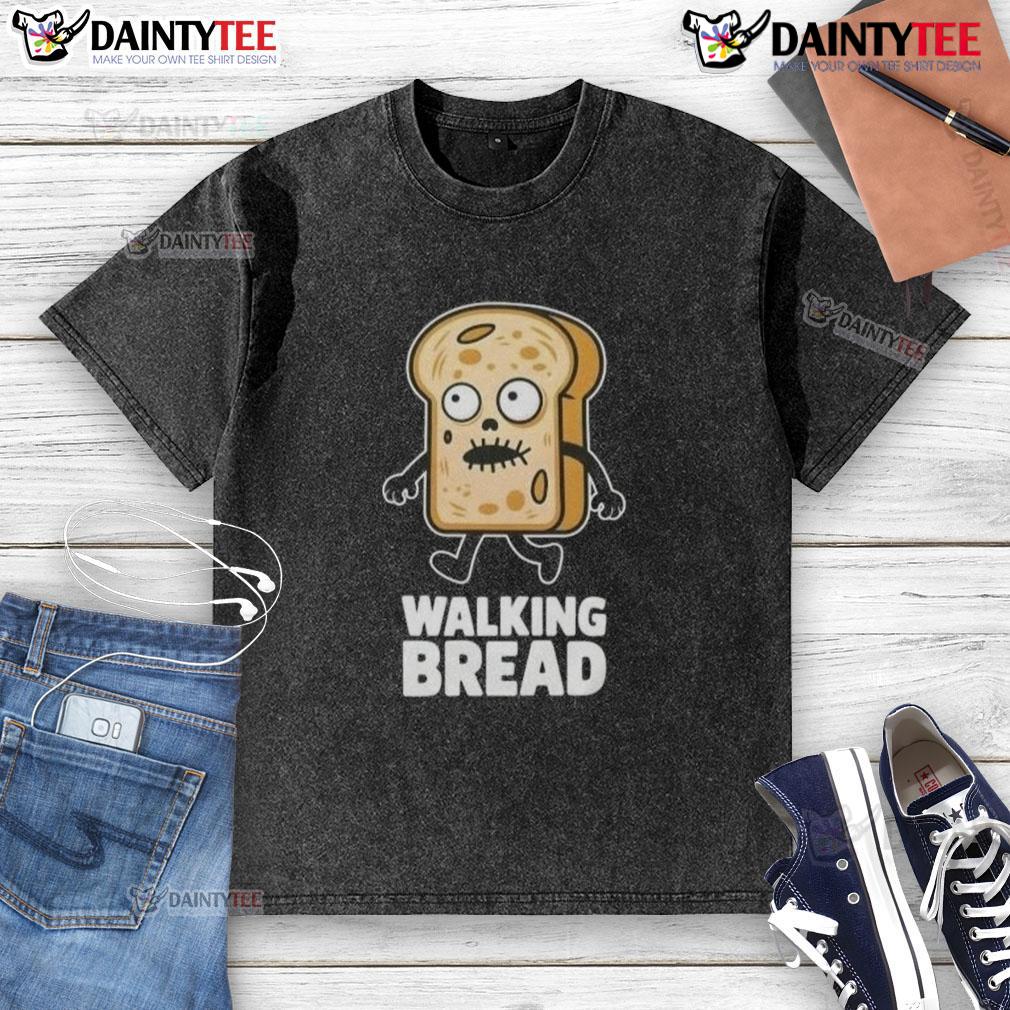Funny Bread Walking Bread Halloween Vegan Washed T Shirt Funny Bread Walking Halloween vegan t-shirt featuring a playful bread character perfect for festive celebrations.