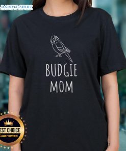 Funny Budgie Mom t-shirt featuring a cute parakeet design, perfect for bird lover ladies who adore their feathered friends.