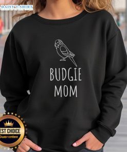 Funny Budgie Mom sweatshirt featuring a playful parakeet design, perfect for bird lovers and parakeet enthusiasts.