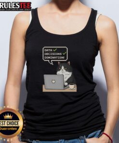 Funny cat wearing glasses and a tank top, showcasing humor in data decisions, perfect for cat lovers and analytics enthusiasts.