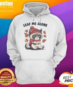 Alt Text: Funny cat in a cozy hoodie saying Leaf Me Alone for fall, perfect for cat lovers and autumn enthusiasts.
