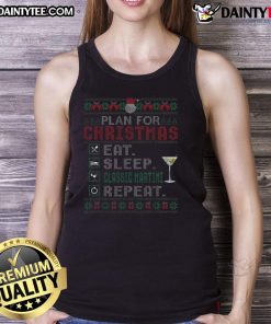 Funny Christmas Eat Sleep Martini Repeat holiday tank top featuring festive graphics and a playful design for holiday cheer.