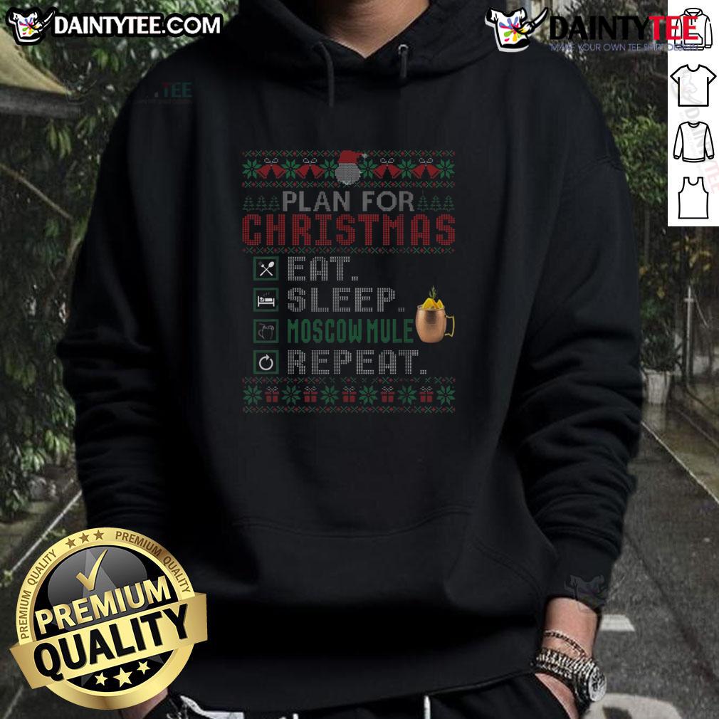 Funny Christmas Eat Sleep Moscow Mule Repeat Hoodie Funny Christmas hoodie with 'Eat Sleep Moscow Mule Repeat' slogan, perfect for holiday parties and festive gatherings.