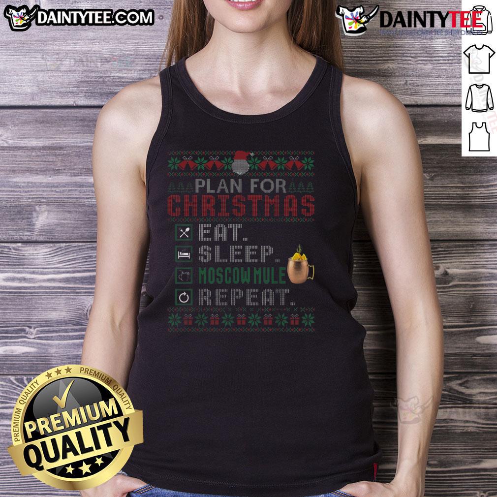 Funny Christmas Eat Sleep Moscow Mule Repeat Tank Top Funny Christmas tank top featuring 'Eat Sleep Moscow Mule Repeat' design, perfect for holiday gatherings and festive cheer.