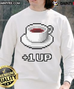 Funny Coffee Level Up Sweatshirt featuring a playful graphic design, perfect for coffee lovers and casual wear.