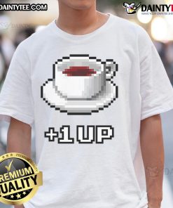Funny Coffee Level Up T-Shirt featuring a humorous graphic for coffee lovers, perfect for casual wear and gift giving.