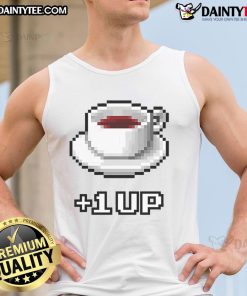 Funny Coffee Level Up Tank Top featuring a humorous graphic design perfect for coffee lovers and casual wear.