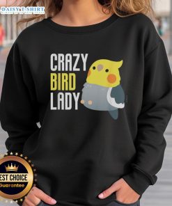Funny crazy bird lady sweatshirt featuring a colorful design of quirky birds and playful text, perfect for bird lovers.