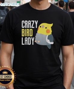 Funny Crazy Bird Lady T-Shirt featuring a whimsical design of colorful birds and playful text, perfect for bird enthusiasts.