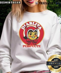 Funny Diablita Pero Cute Ringer Sweatshirt featuring a playful design perfect for casual wear and adding fun to your outfit.