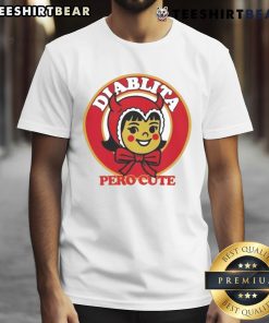 Funny Diablita Pero Cute Ringer T-Shirt featuring a playful devil design, perfect for casual and Halloween wear.