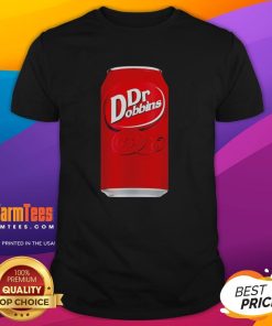 Funny Dr Dobbins 23 Dr Pepper soda parody graphic T-shirt featuring a humorous design for soda lovers and collectors.