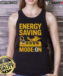 Funny Energy Saving Mode Lazy Bird Tank Top featuring a cartoon bird lounging, perfect for casual summer wear.