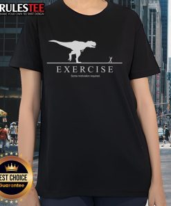 Funny exercise T-Rex ladies tee design, perfect for motivation and humor in workouts, featuring a playful dinosaur graphic.