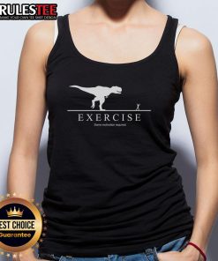 Funny exercise T-Rex tank top design, perfect for adding motivation to your workout wardrobe with a humorous twist.