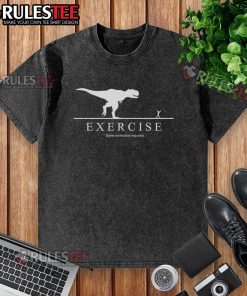 Funny exercise T-Rex washed T-shirt, perfect for fitness motivation and dinosaur lovers who enjoy a good laugh.