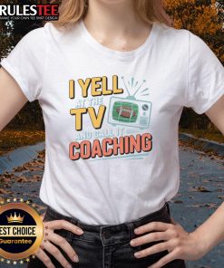 Funny football season tee for ladies, perfect for yelling at the TV and calling it coaching in soft suede cloud jersey.