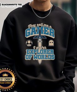 Funny Gamer Sword Explorer Sweatshirt featuring a playful design perfect for gaming enthusiasts and adventurers.