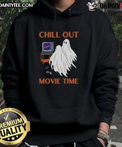 Alt Text: Funny ghost graphic on a chill Halloween hoodie, perfect for movie time and festive, cozy vibes.