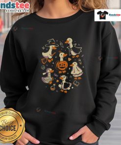 Funny Goosebumps Halloween sweatshirt featuring a spooky goose design, perfect for Halloween festivities and cozy wear.