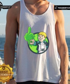Funny Green Power Boy in a tank top, playfully showing the middle finger, perfect for humorous fashion lovers.