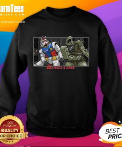 Funny Gundaaamn Gundam Damn meme sweatshirt featuring vibrant graphics and a humorous design for anime fans.