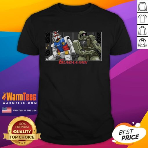 Funny Gundaaamn Gundam Damn Meme T-Shirt featuring a humorous graphic design, perfect for anime and meme lovers.
